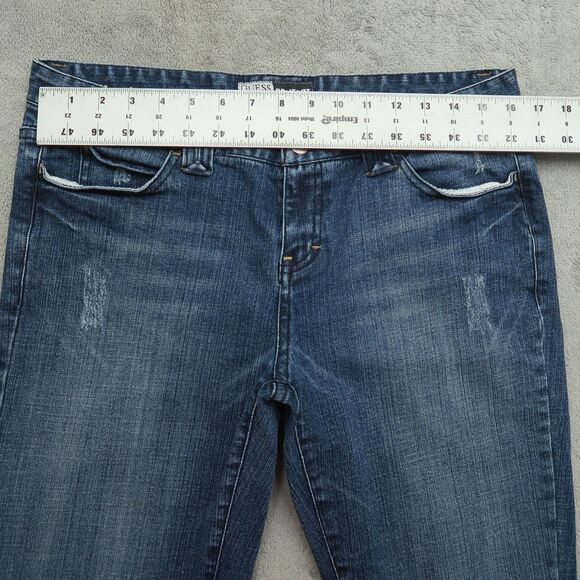 Guess Jeans Women's Size 31 Mid-Rise Comfort Bootcut Denim 31" Inseam Distressed - Picture 15 of 16